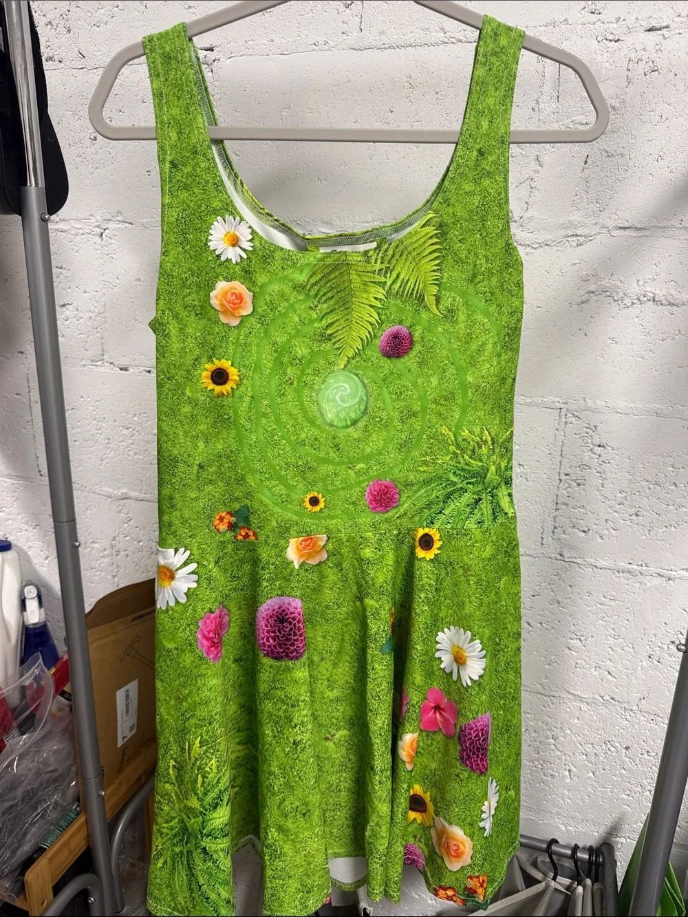 Green Floral and Fern Sundress NWOT - Tank Dress - Size Large